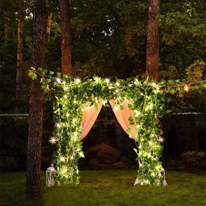 2.3m Silk Leaf Ivy Vine 3m LED String Lights for Home Wedding Party