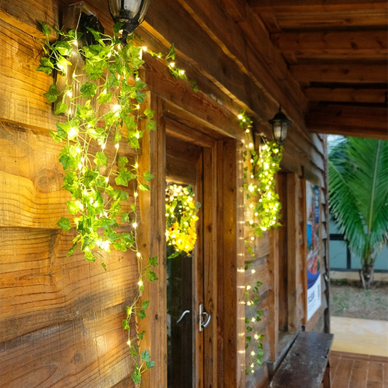 2.3m Silk Leaf Ivy Vine 3m LED String Lights for Home Wedding Party