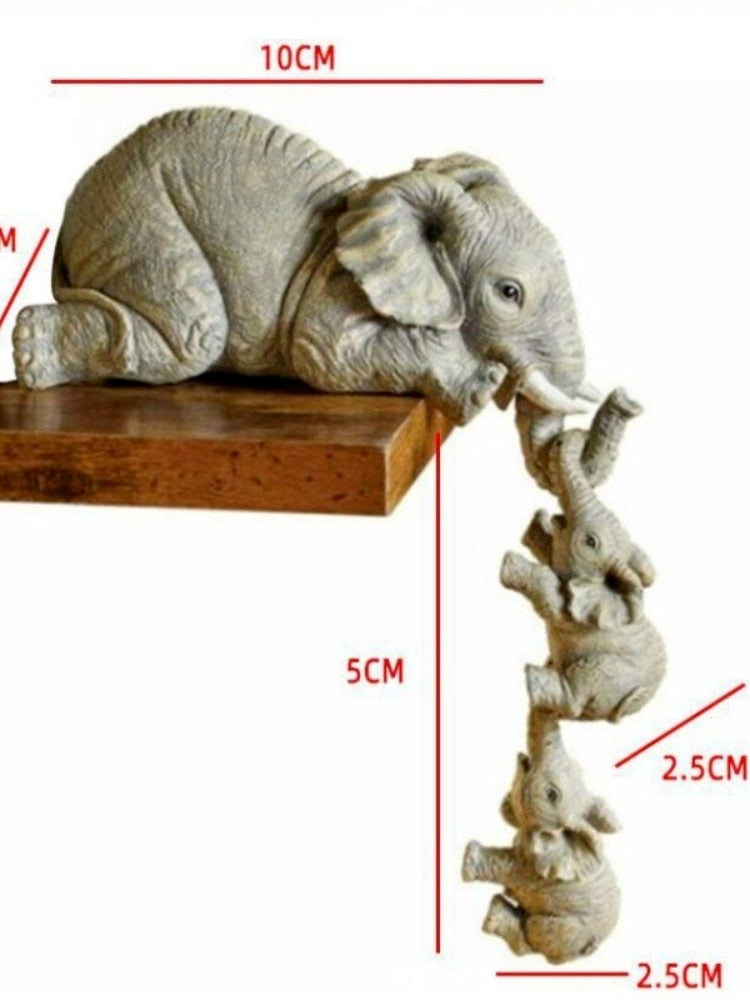 3pcs/set Cute Elephant Figurines Elephant Holding Baby Elephant By Resin Crafts